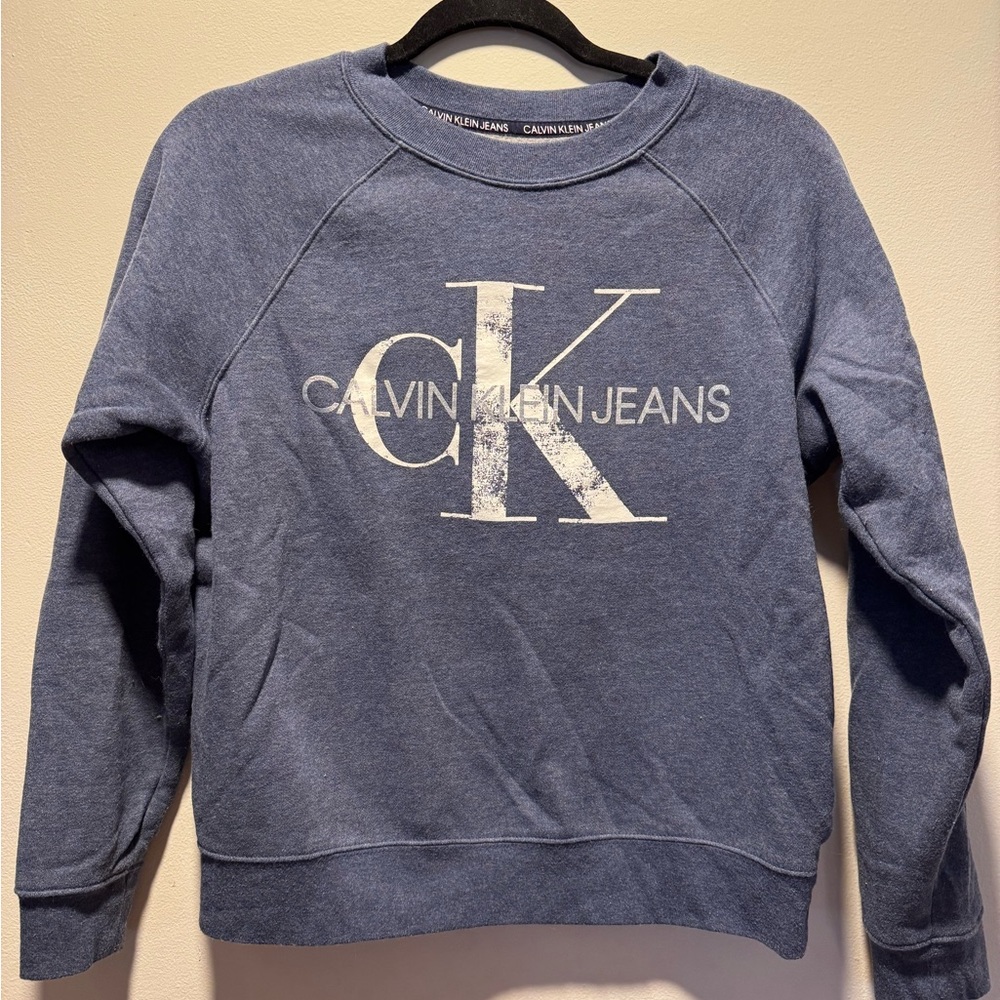 Calvin Klein Jeans Heather Blue Crew Neck Sweater